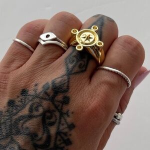 Noir NYC gold plated compass ring